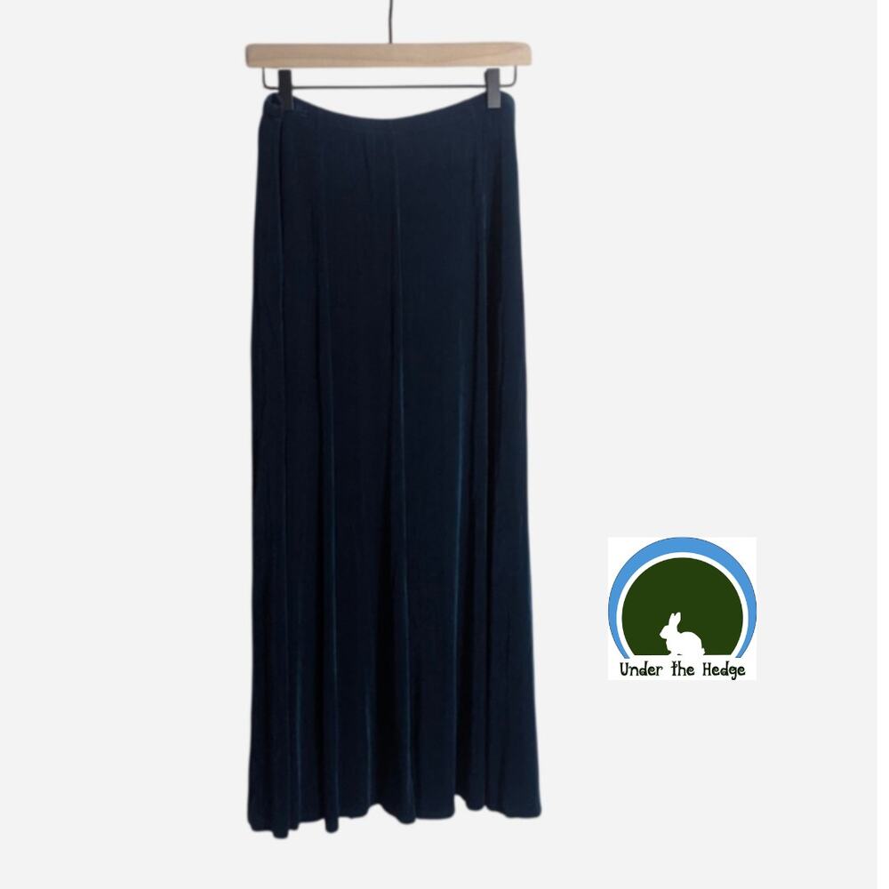 Y2K Citiknits Dark Teal Slinky Maxi Skirt | Large | Whimisgot Indie Stretch